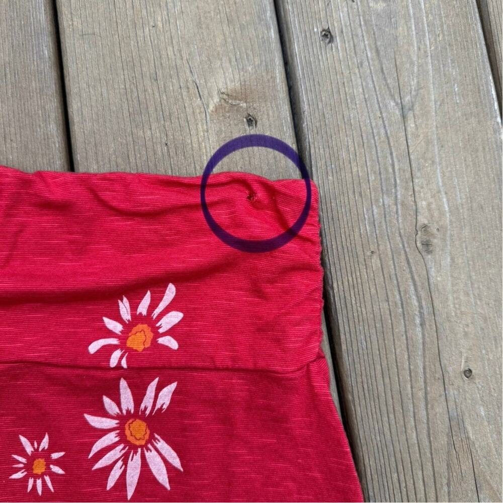 Toad & Co. size S Chaka Cotton Blend Daisy Floral Red Mini Skirt - Picture 5 of 8